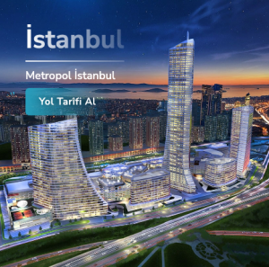 Metropol İstanbul gece görünümü, modern mimari, İstanbul gökdelenleri, kurumsal emlak yatırımı.