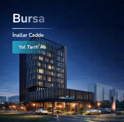 Modern İş Merkezi Gece Manzarası, Bursa Inallar Cadde, Yol Tarifi Al, Kurumsal Ofis Binası, Rainwater Architektur